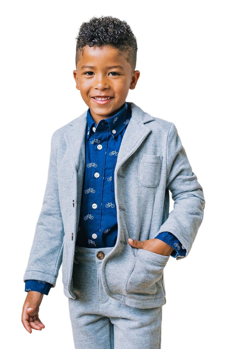Hope & Henry Baby Boys' Fleece Blazer, Infant, Main, color, Gray Heather Herringbone