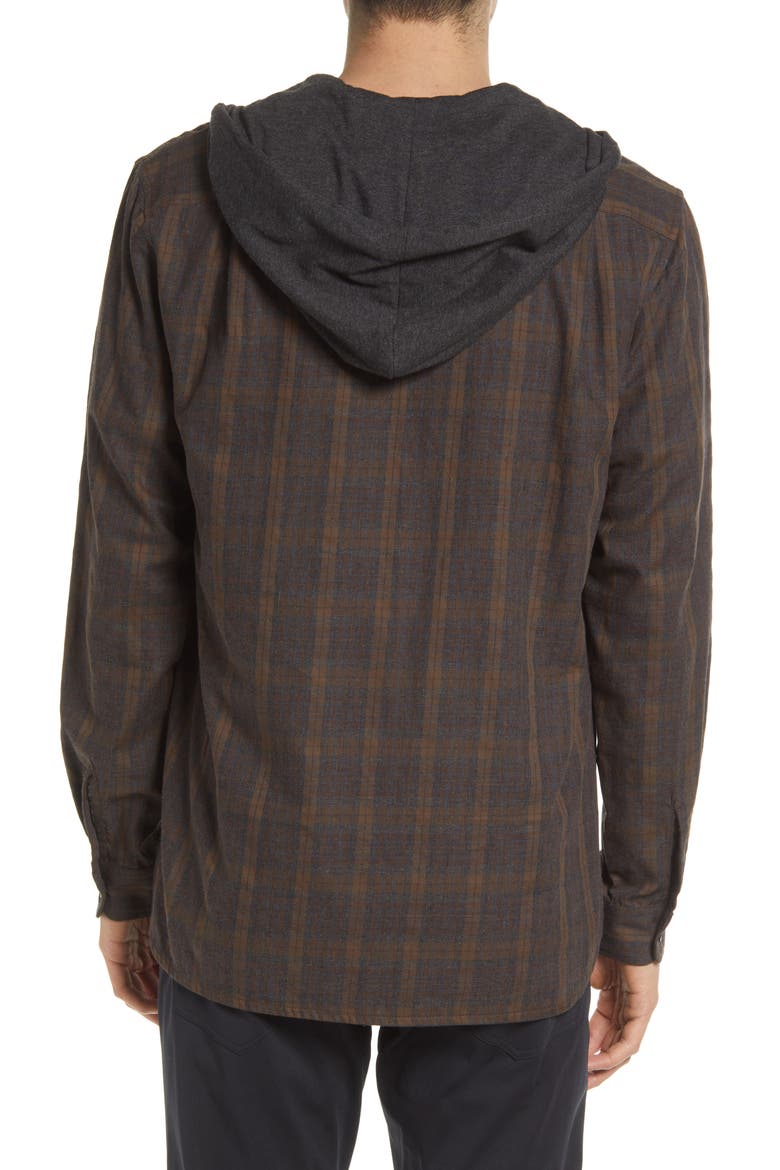 Bixby Plaid Cotton Blend Hooded Button-Up Shirt, Alternate, color, PALOMAR