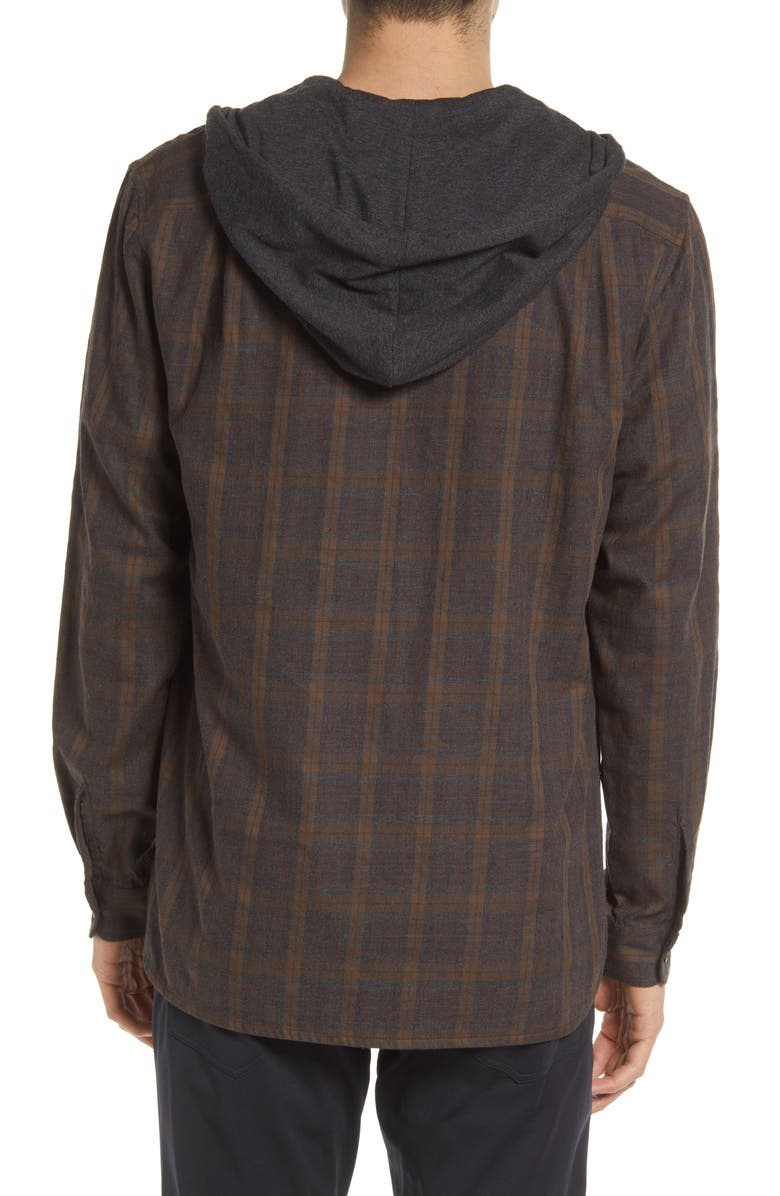 Vince Bixby Plaid Cotton Blend Hooded Button-Up Shirt, Alternate, color,