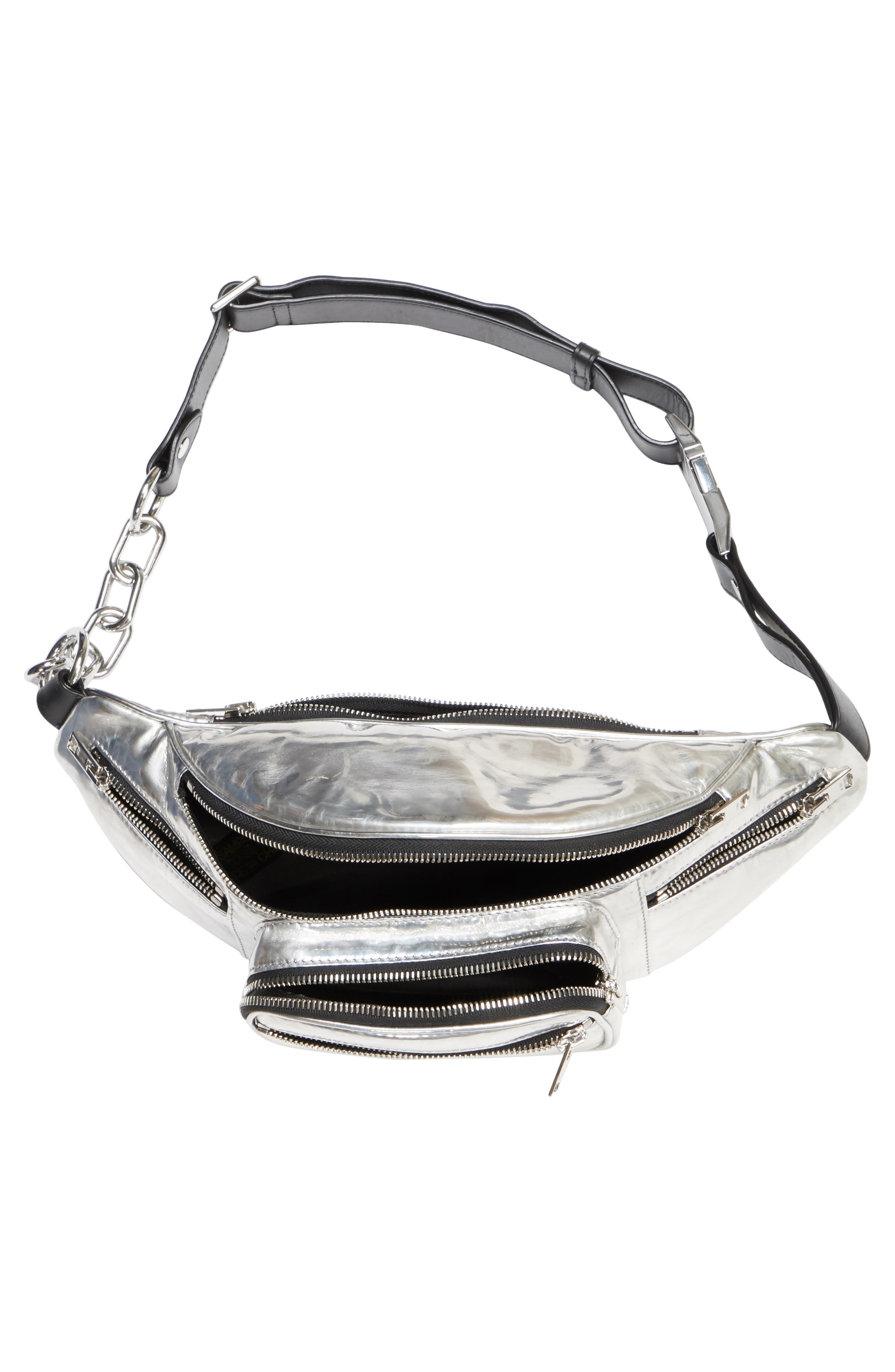 Attica Faux Leather Belt Bag, Alternate, color, SILVER