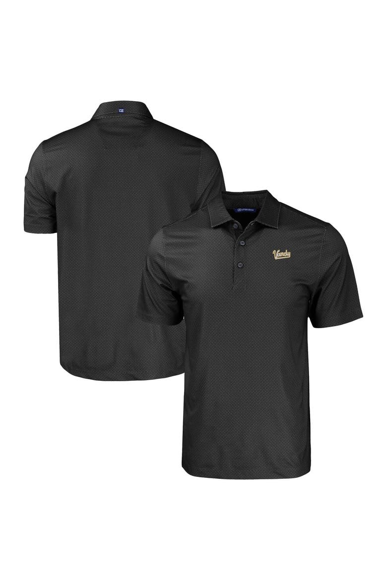 Men's Cutter & Buck  Black Vanderbilt Commodores Pike Eco Tonal Geo Print Stretch Recycled Polo, Main, color, Black