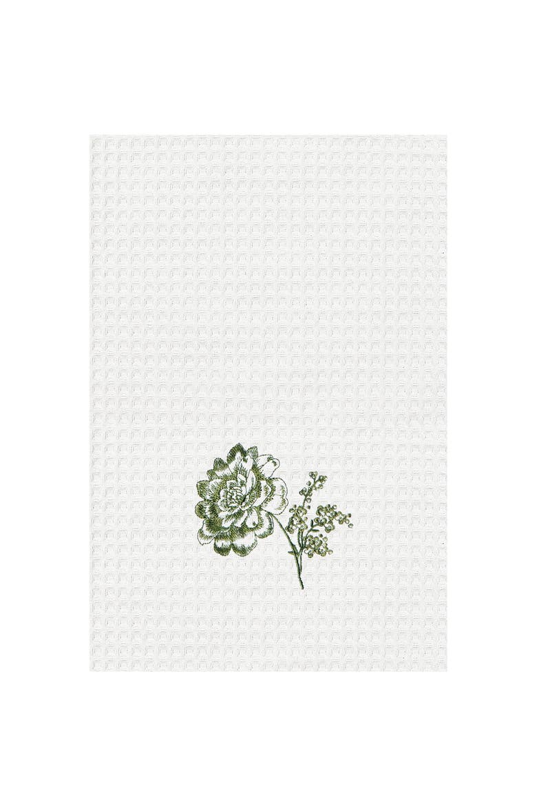 Colonial Williamsburg Devon Moss Waffle Weave Cotton Kitchen Towel, Main, color, White