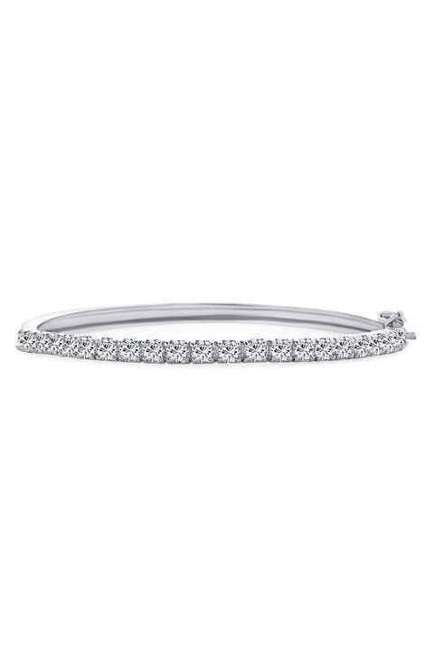 Cubic Zirconia Hinged Bangle Bracelet