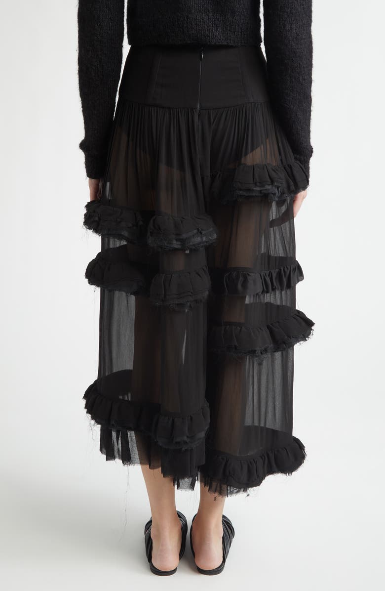 Meruert Tolegen Shifted Chiffon Ruffle Skirt, Alternate, color, Black