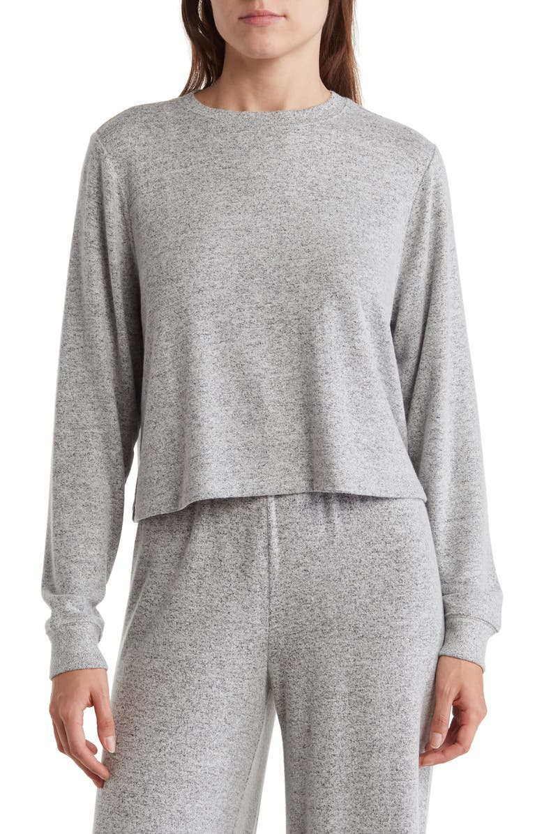 Abound Easy Cozy Crew Pajama Sweatshirt, Main, color, Grey Pearl Marl