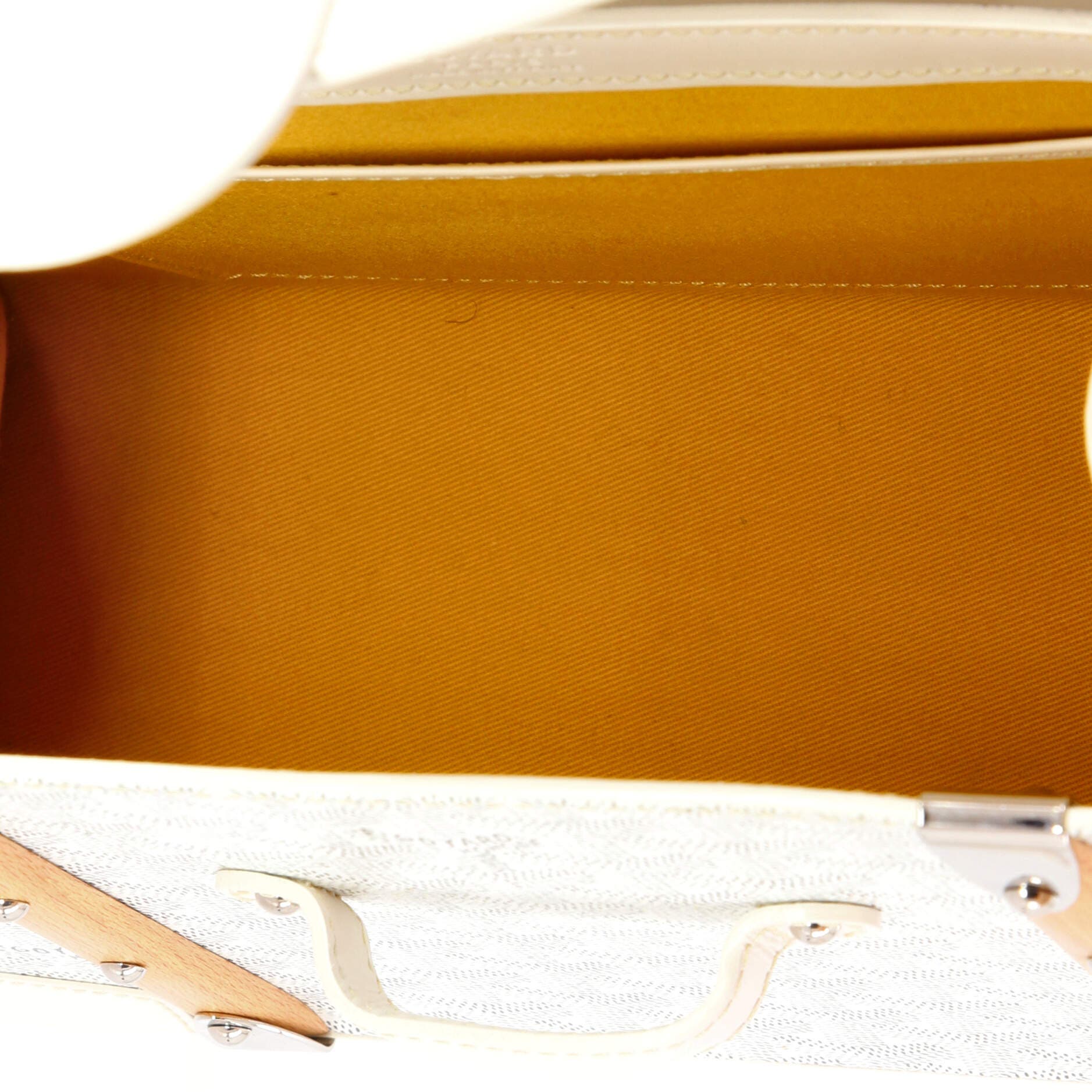 Pre-Owned Goyard Saigon Top Handle Bag Coated Canvas with Leather PM, Alternate, color, White