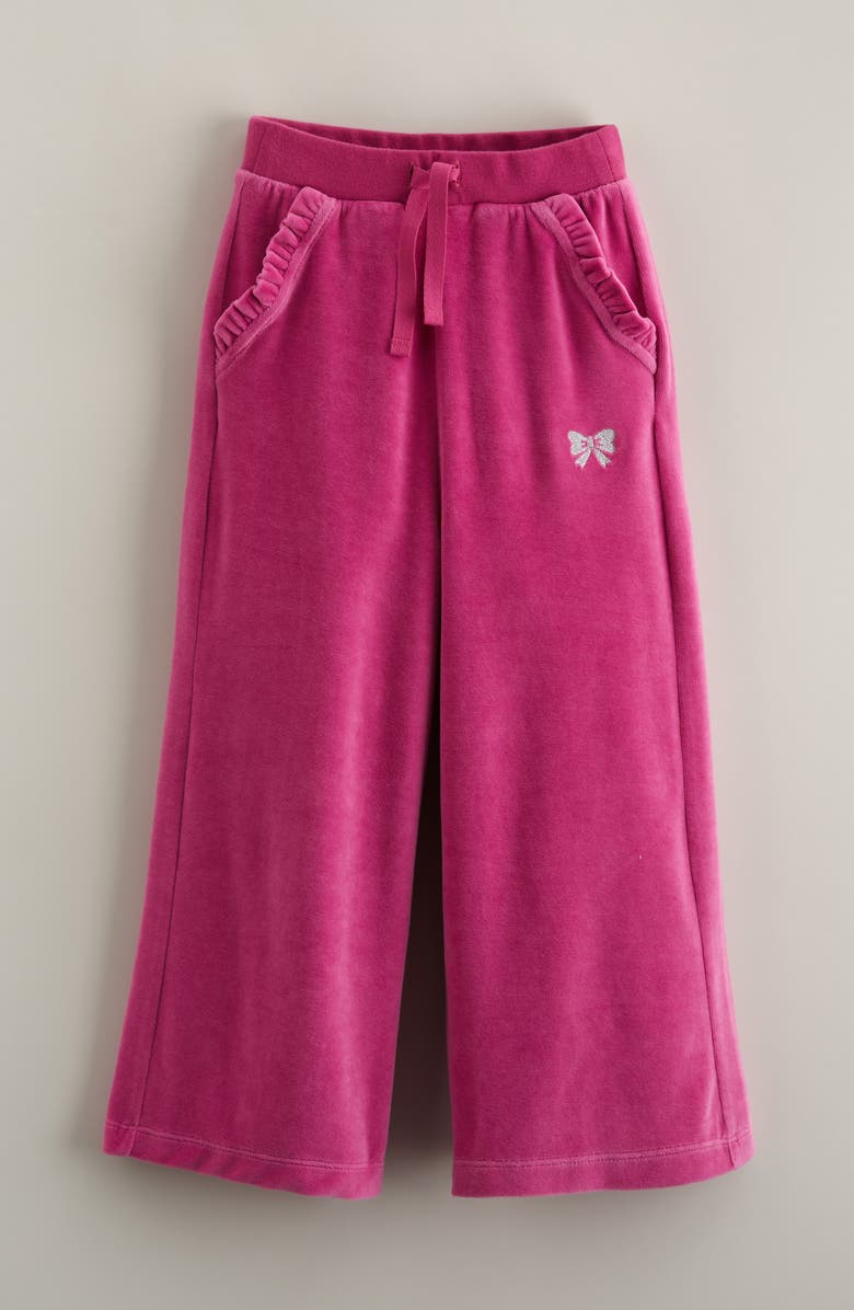 Tucker + Tate Kids' Ruffle Pocket Velour Pants, Main, color, Purple Orchid Bow Emb