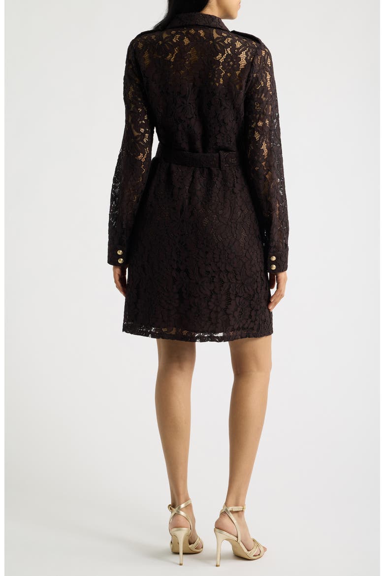 Lace Long Sleeve Shirtdress, Alternate, color, ESPRESSO