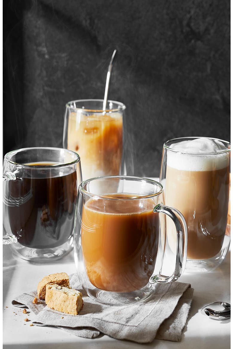 Sorrento 9-Piece Double Wall Latte & Coffee Set, Alternate, color, CLEAR
