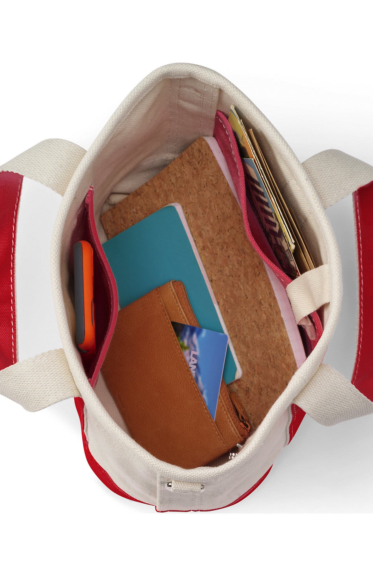 Open Top Canvas Tote Bag, Alternate, color, Natural/Heritage Red