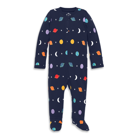 Baby Organic Zip Footie in Rainbow Galaxy
