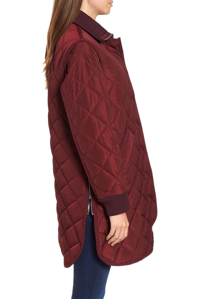 Quilted A-Line Jacket, Alternate, color, OXBLOOD