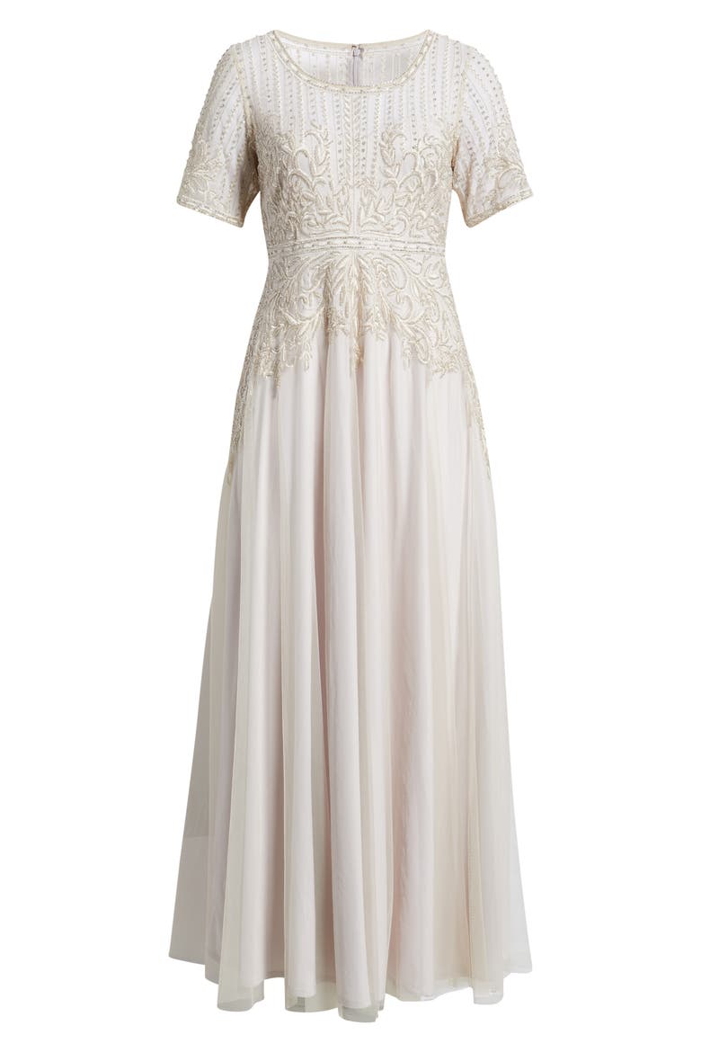 Bead Embellished Evening Gown, Alternate, color, CHAMPAGNE