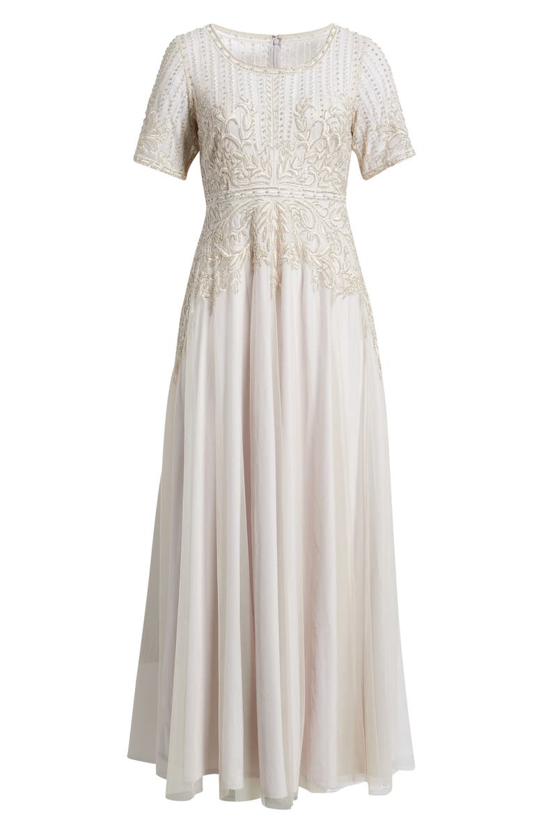 Pisarro Nights Bead Embellished Evening Gown, Alternate, color, Champagne