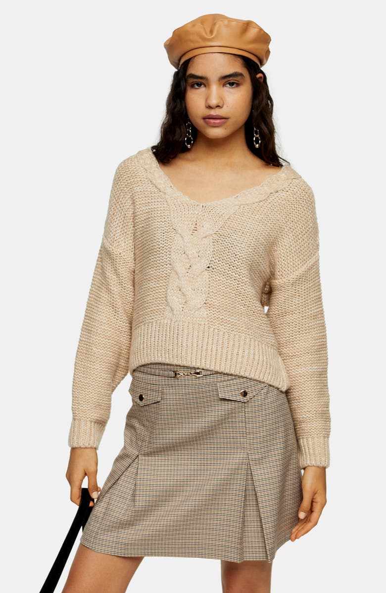 Topshop Archive Check Pleat Miniskirt, Alternate, color,
