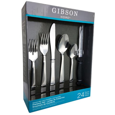 Palmore Plus 24 Piece Stainless Steel Flatware Set with 4 Steak Knives
