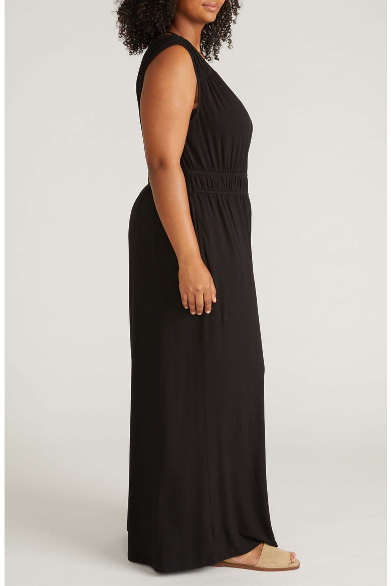 The Zoey Liquid Jersey Wide Leg Jumpsuit, Alternate, color, BLACK