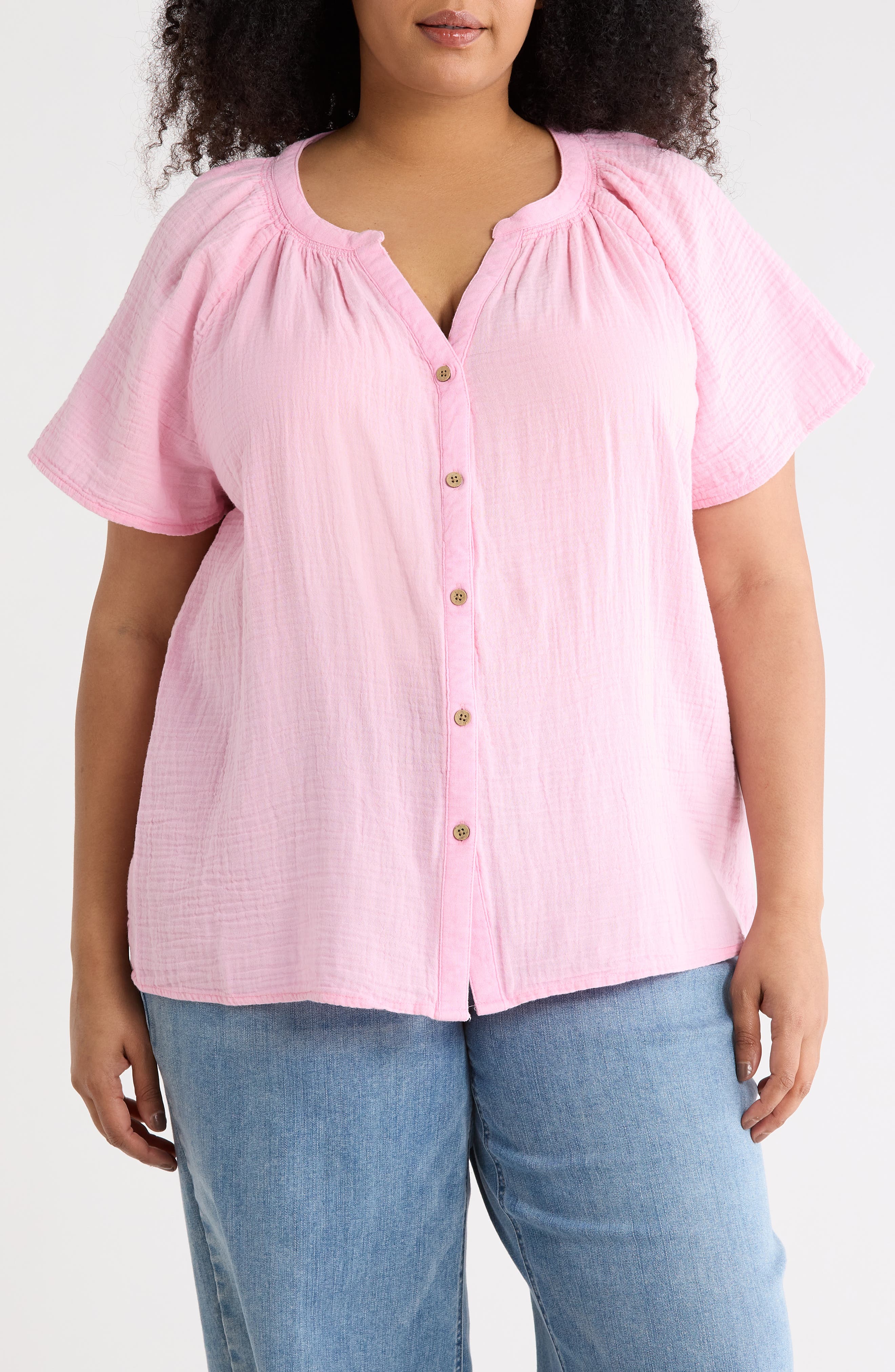 beachlunchlounge Lark Cotton Gauze Button-Up Top