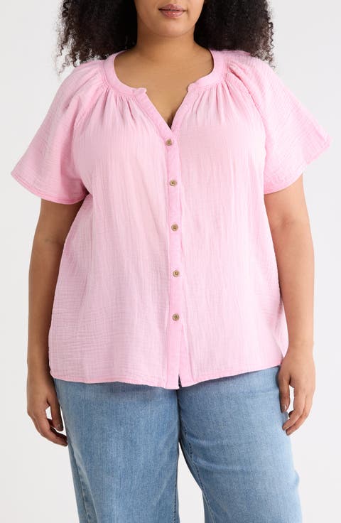 Lark Cotton Gauze Button-Up Top