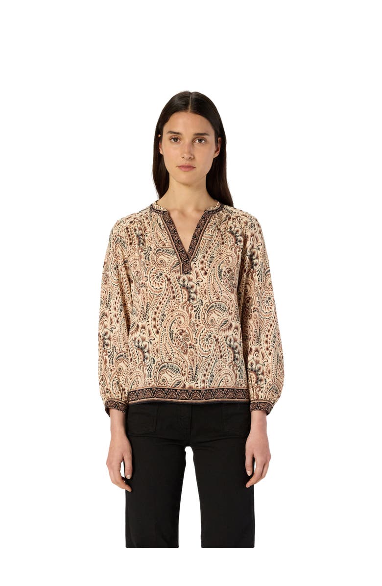 GERARD DAREL Amaya Paisley Print V Neck Blouse, Main, color, Natural