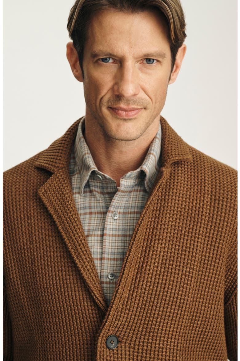 Birch Waffle Knit Sweater Blazer, Alternate, color, TERRA COTTA