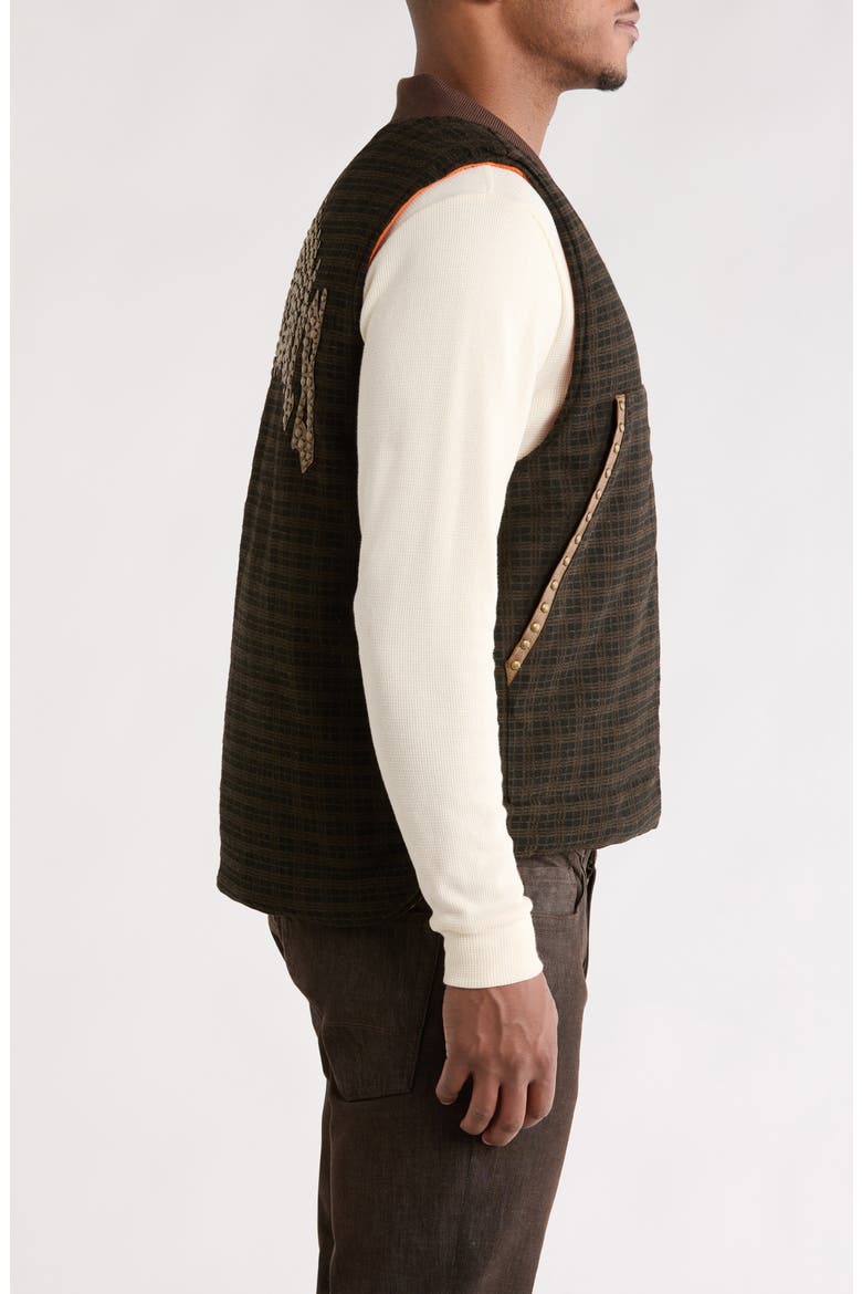 Horns Studded Zip Vest, Alternate, color, BROWN PLAID