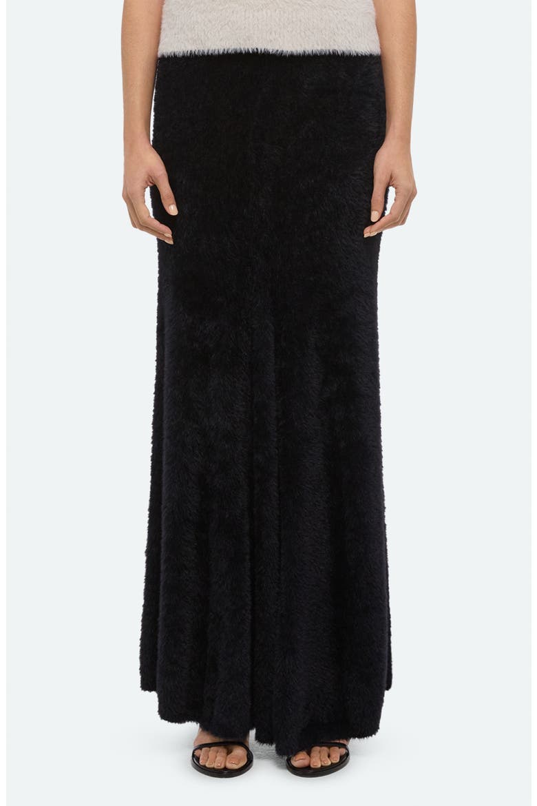 Grunge Faux Fur Maxi Skirt, Main, color, BLACK