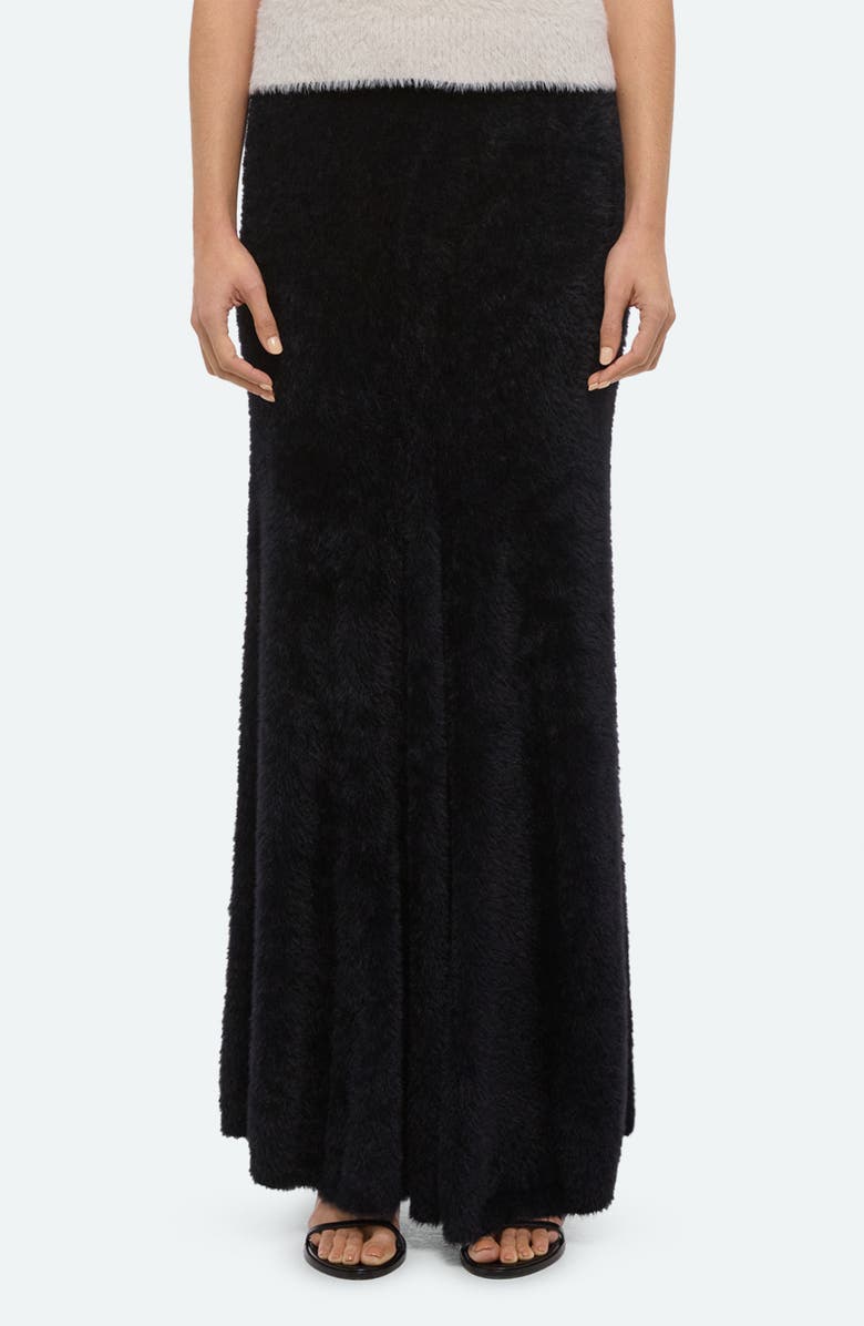 Helmut Lang Grunge Faux Fur Maxi Skirt, Main, color, Black