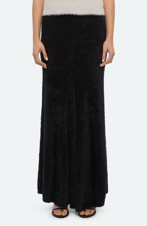 Grunge Faux Fur Maxi Skirt