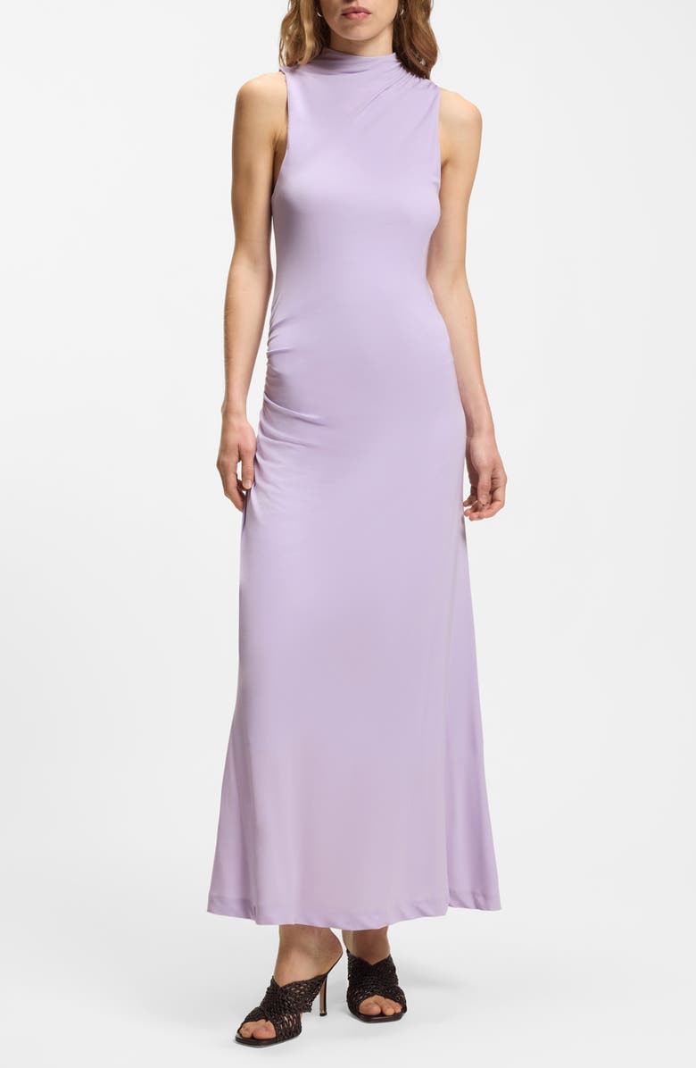 BOSS Eylai Draped A-line Midi Dress, Main, color, Lavender Tide