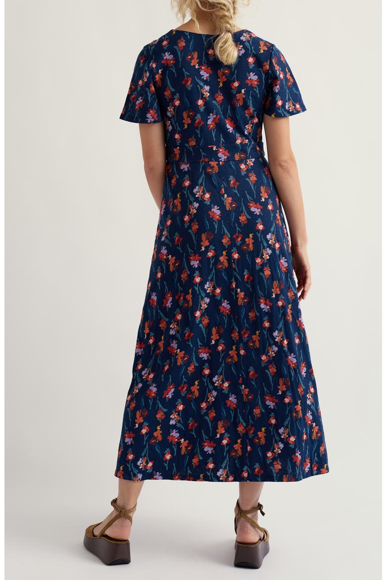 Chateaux Floral Organic Cotton Midi Dress, Alternate, color, SNAPDRAGON SEA CAVE