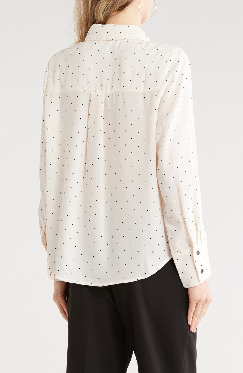 French Connection Polka Dot Button-Up Shirt, Alternate, color, Cream W/ Black Polka Dot