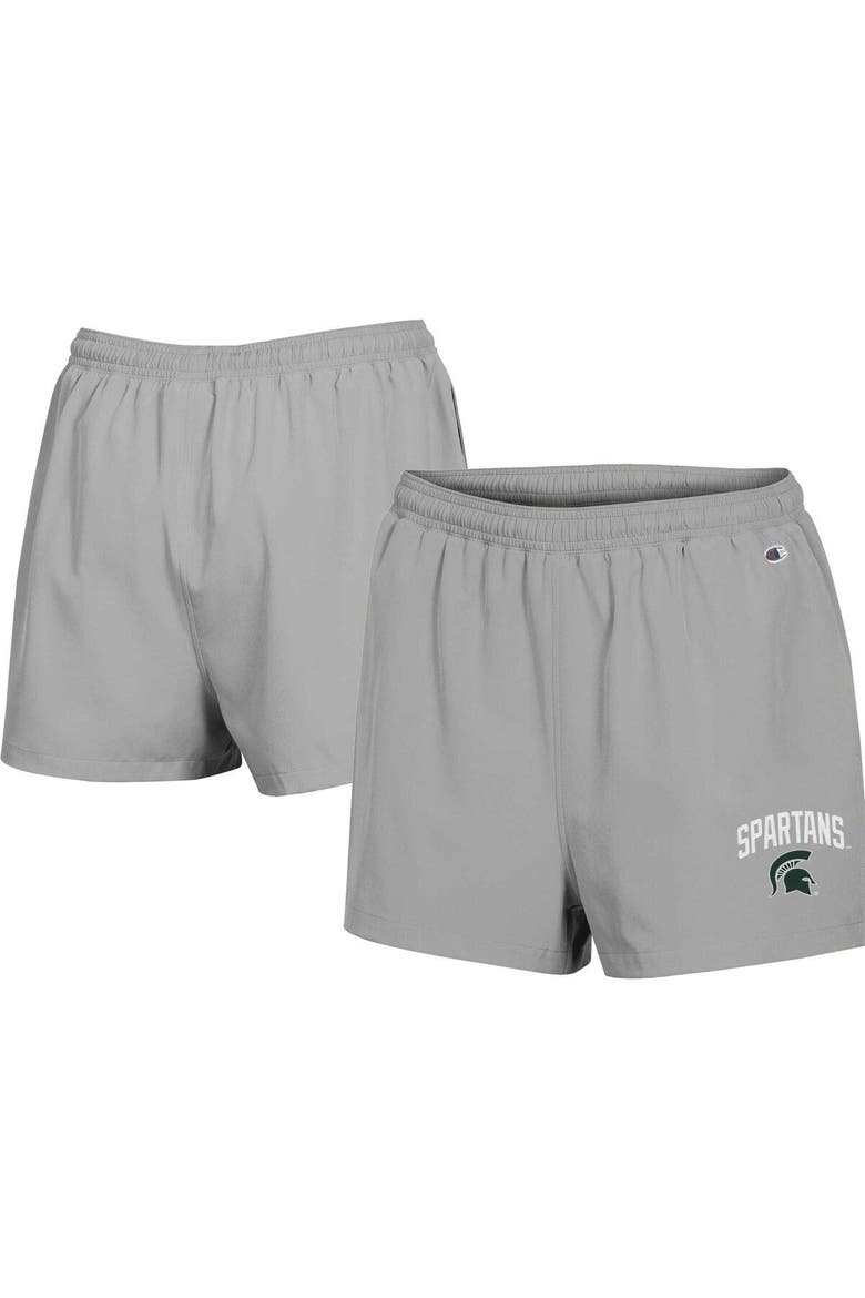 Women's Champion Gray Michigan State Spartans Football Fan High Waist Shorts, Main, color, Gray
