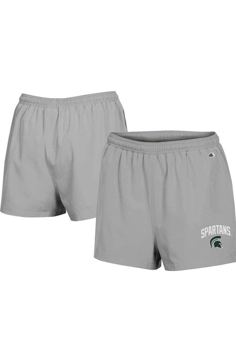Champion Women's Champion Gray Michigan State Spartans Football Fan High Waist Shorts, Main, color, Gray