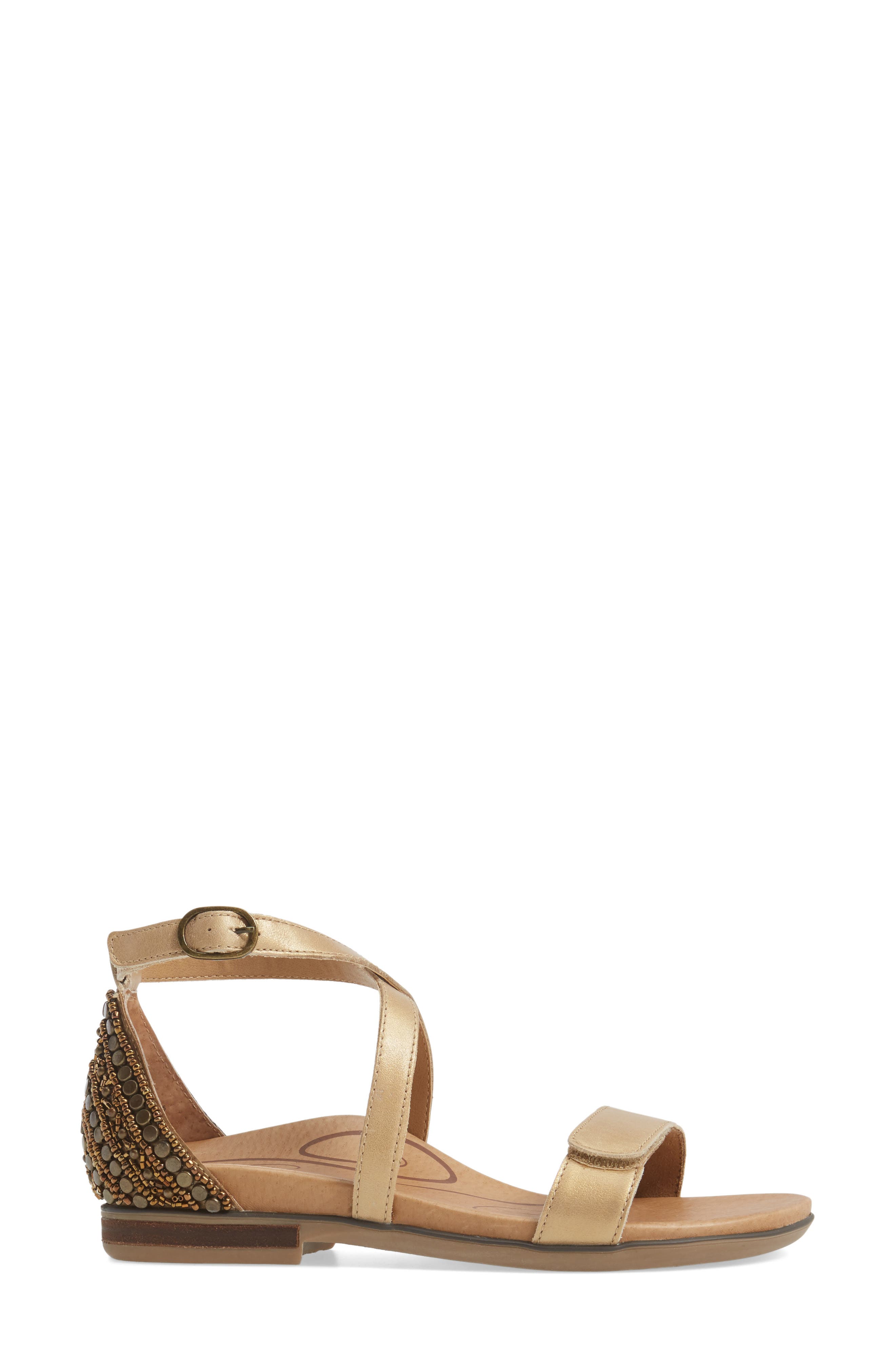 Brenda Embellished Cross Strap Sandal, Alternate, color, STONE LEATHER