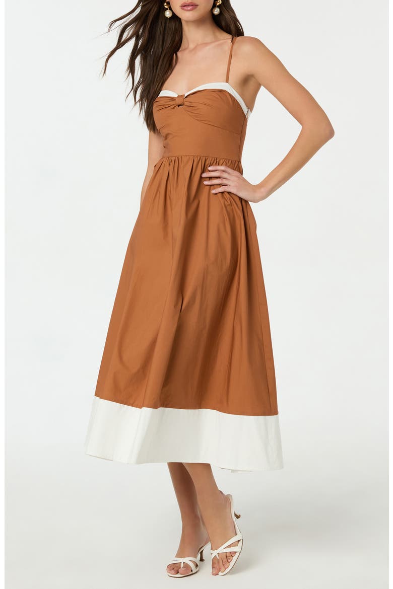 Contrast Detail Cotton Dress, Alternate, color, CAMEL