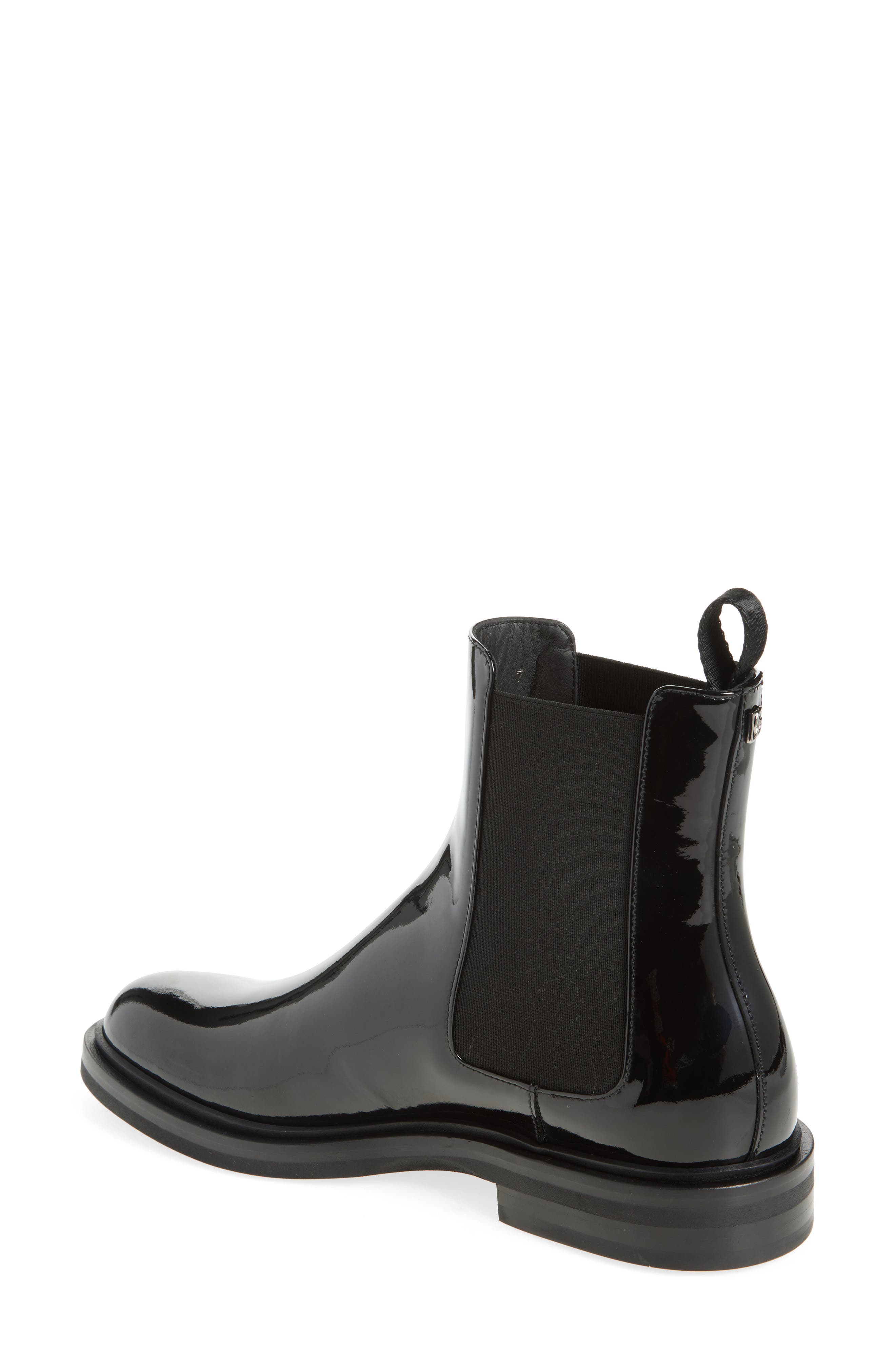 Dolce&Gabbana Vernice Patent Leather Chelsea Boot, Alternate, color, 80999 Nero