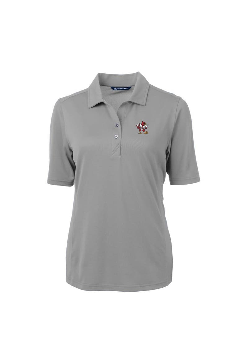 Women's Cutter & Buck Gray Louisville Cardinals Team Virtue Eco Pique Recycled Polo, Alternate, color, Gray