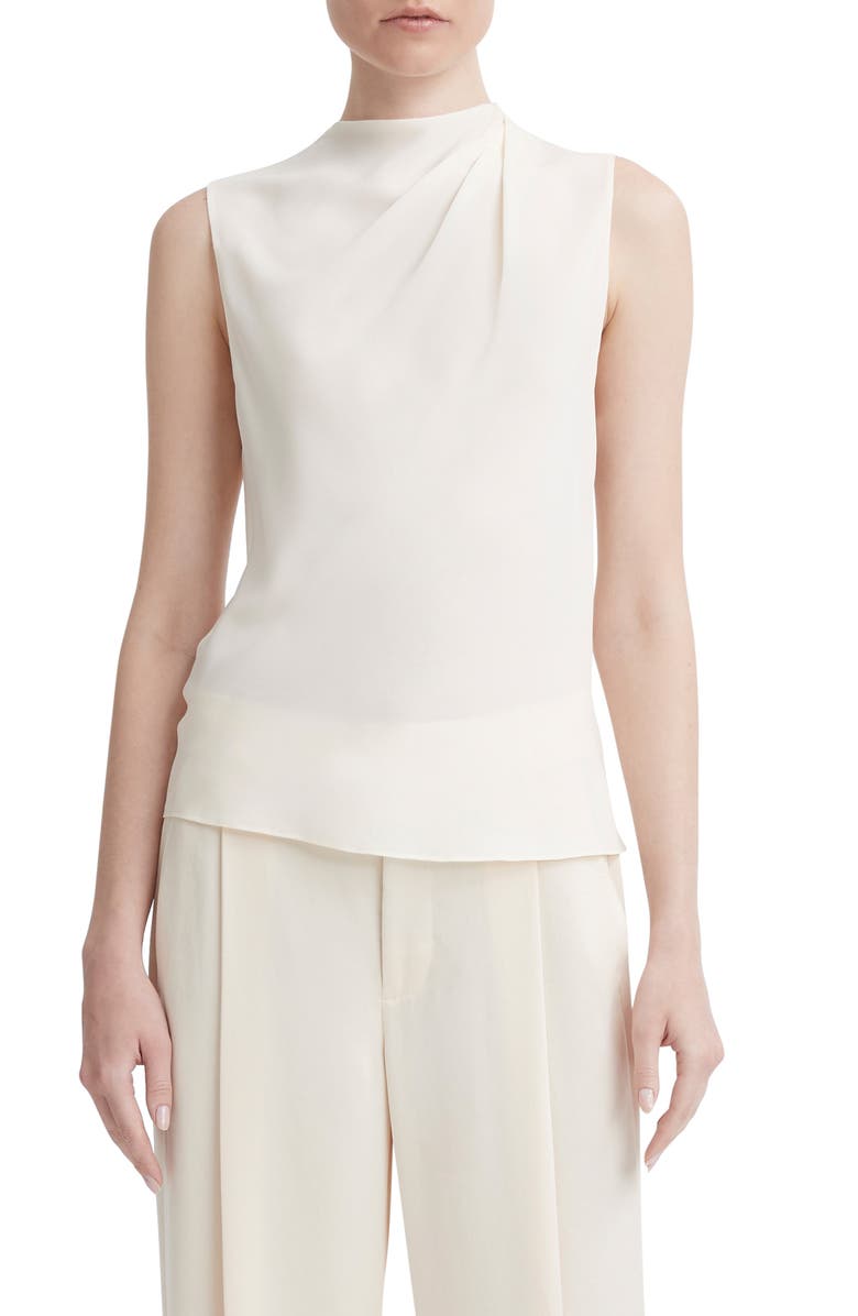 Vince Cascade Draped Sleeveless Stretch Silk Top, Main, color, 