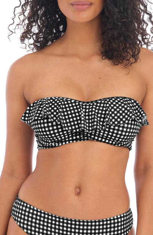 Freya Check In Underwire Bandeau Bikini Top in Monochrome at Nordstrom, Size 36Ff