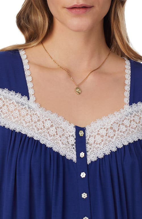 Shop Eileen West Floral Cap Sleeve Waltz Nightgown In Navy