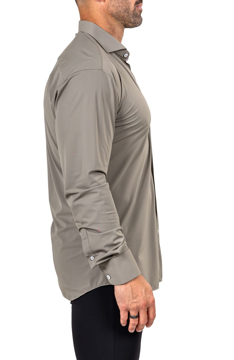 Maceoo Eins Shaped Fit Marthy3015 Green Knit Button-Up Shirt, Alternate, color, 