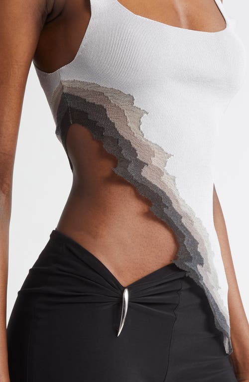 Grace Ling Flame Rib Tank In Ash Grey