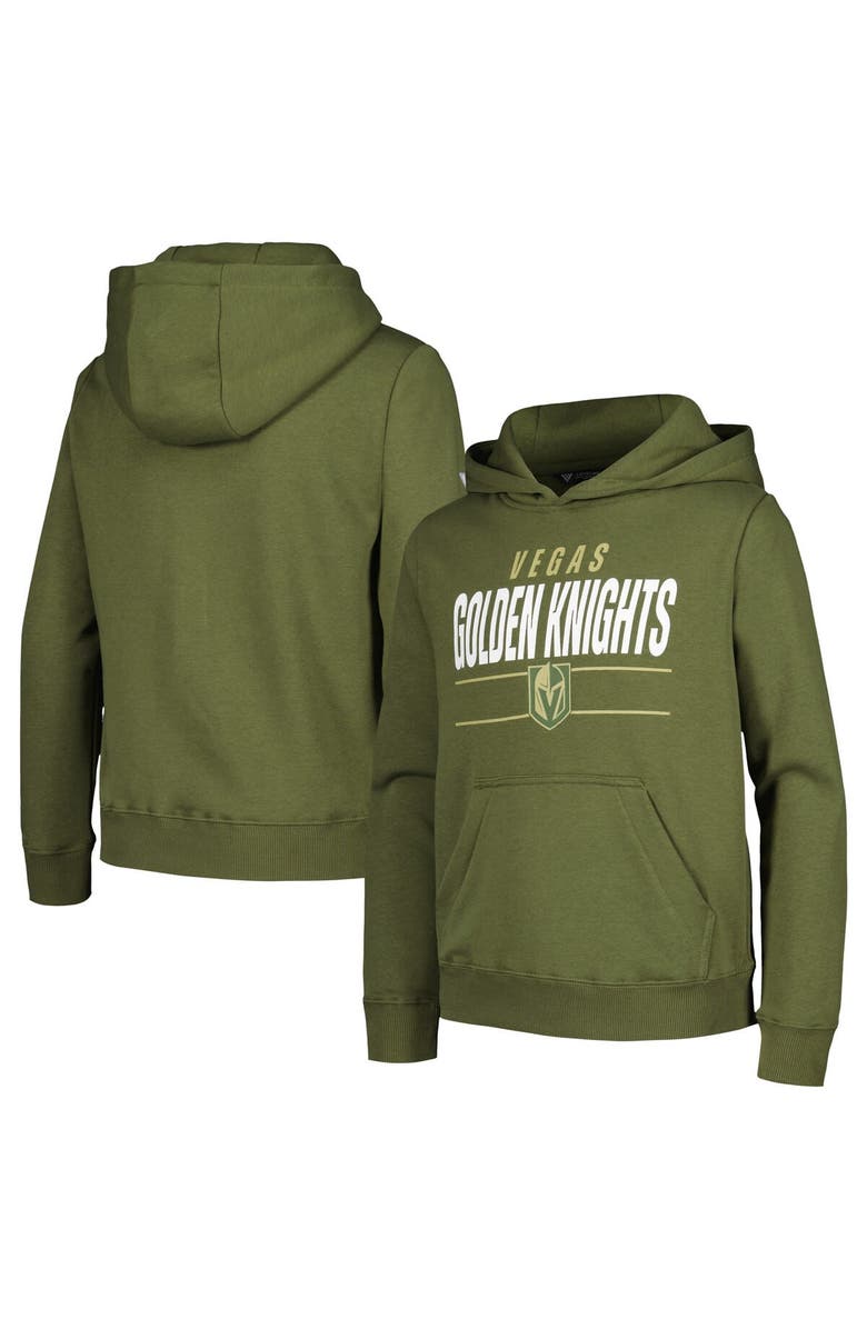 LEVELWEAR Youth Levelwear Olive Vegas Golden Knights Podium Fleece Pullover Hoodie, Main, color, Olive