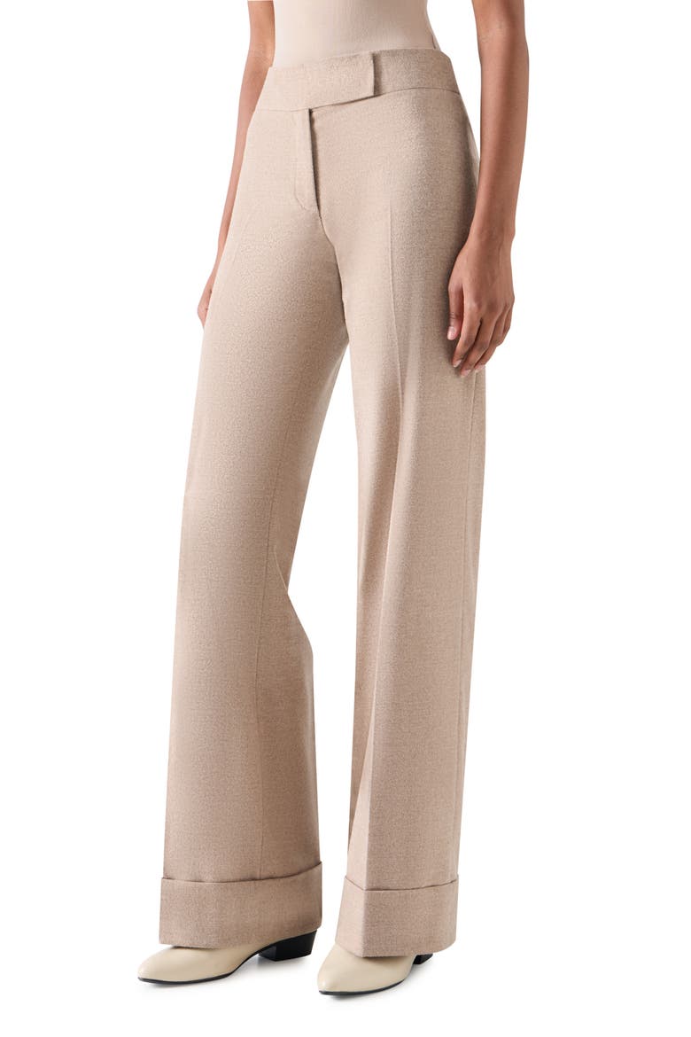 Milly Wool Flannel Wide Leg Pants, Alternate, color, OAT