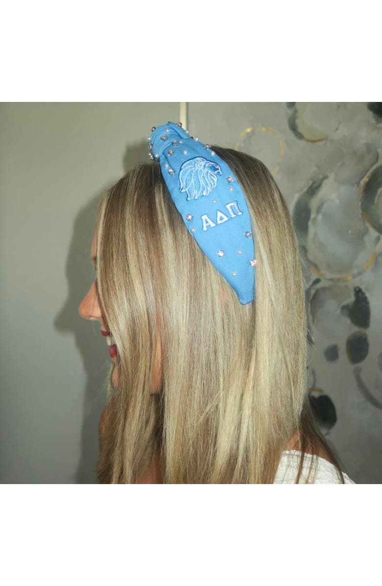 Lele Sadoughi Alpha Delta Pi Knotted Headband, Alternate, color, Adelphean Blue 400