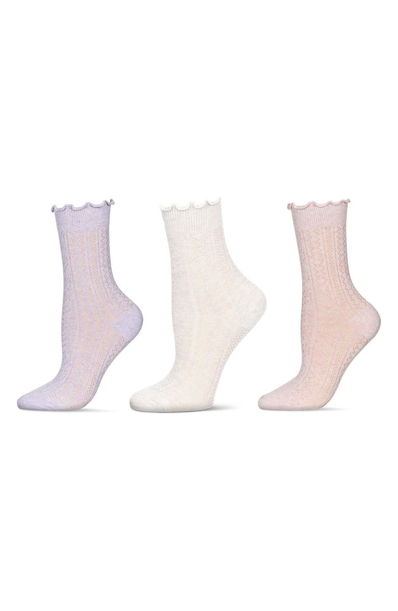 MeMoi Pointelle Assorted 3-Pack Crew Socks, Main, color, 