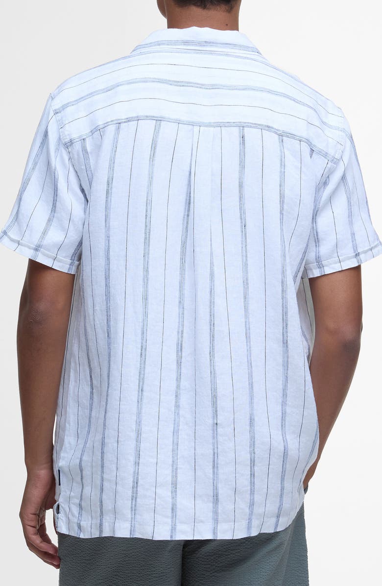 Barbour Garnock Stripe Cotton & Linen Camp Shirt, Alternate, color, White
