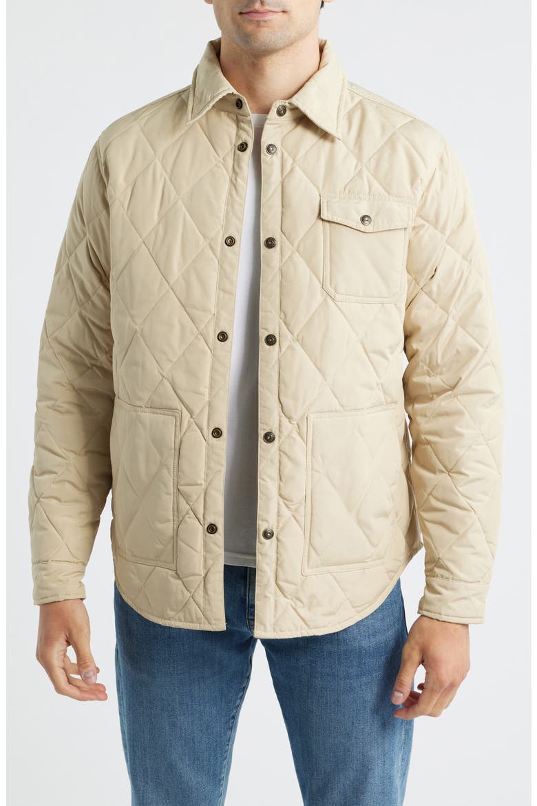 Quilted Down Shirt Jacket, Main, color, OFF WHITE