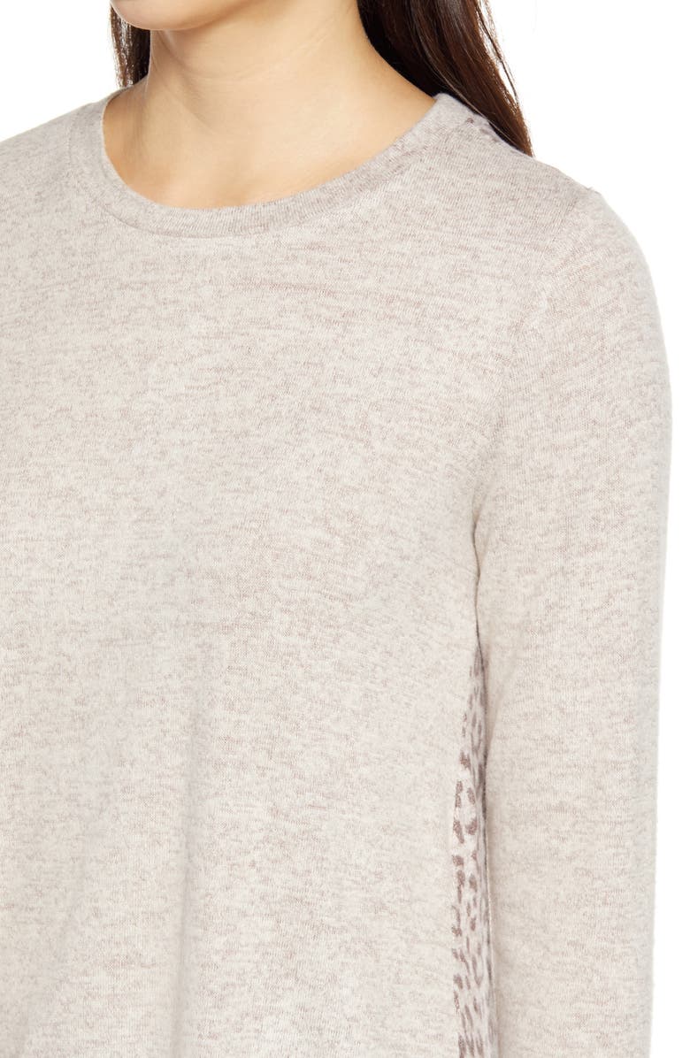 Bobeau Marled Front Patterned Back Top, Alternate, color, 